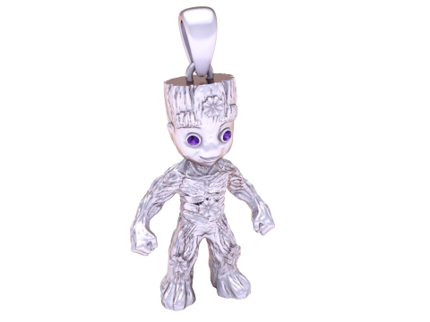 Golden Tree Baby Character Pendant with Blue Stone Eyes 3D Printable ModeGolden Tree Baby Charactl 3D Model