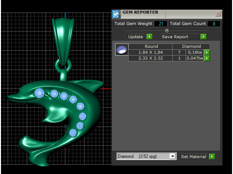 Gold Dolphin Pendant with Ruby Accents 3D Print Model