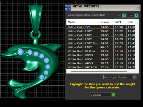 Gold Dolphin Pendant with Ruby Accents 3D Print Model