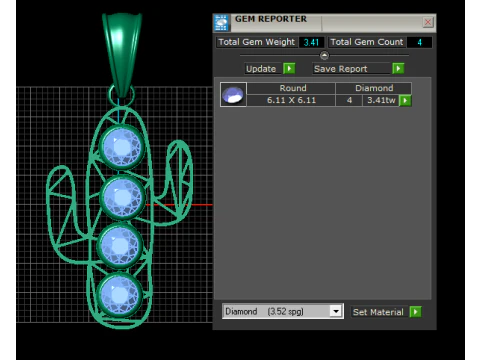 Geometric Cactus Pendant with Ruby Accents 3D Print Model