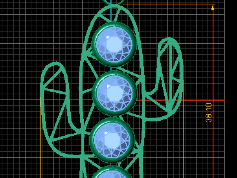 Geometric Cactus Pendant with Ruby Accents 3D Print Model
