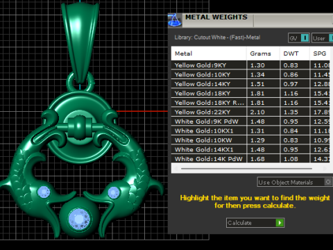 ルビーのアクセントが付いたゴールドフィッシュペンダント 3Dプリントモデル