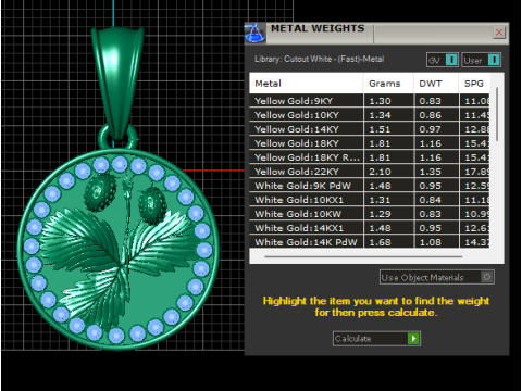 Colgante de fresa con borde de piedras preciosas de rub&iacute; Modelo de impresión 3D