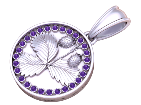 Colgante de fresa con borde de piedras preciosas de rub&iacute; Modelo de impresión 3D