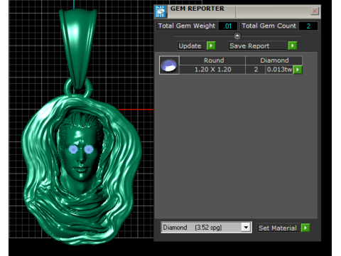Gold Pendant with Artistic Face and Ruby Accents 3D Print Model