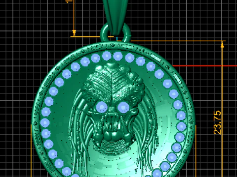 Pingente de rosto de predador com detalhes em rubi Modelo de Impressão 3D