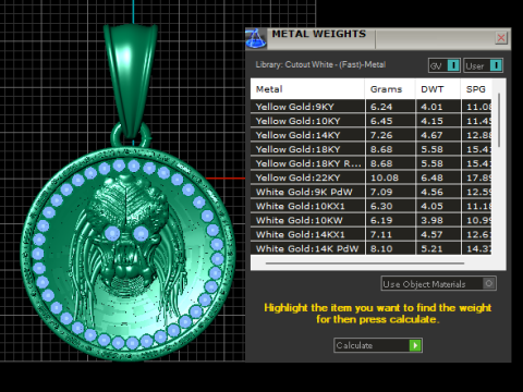 Predator Face Pendant with Ruby Accents 3D Print Model