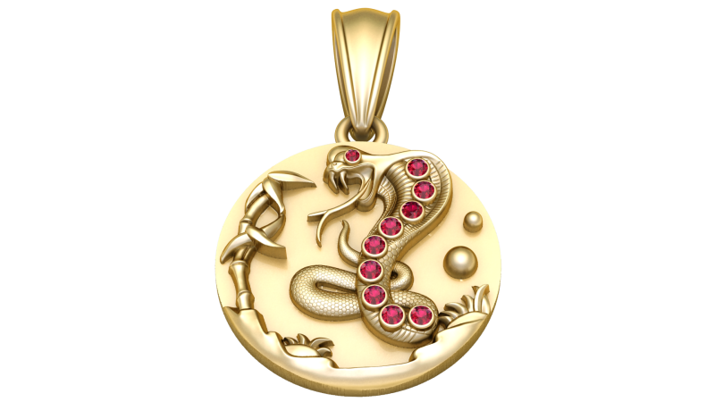 Yakut Desenli Yılan ve Bambu Kolye Ucu 3D Baskı Modeli .c4d .max .obj .3ds .fbx .stl .blend 