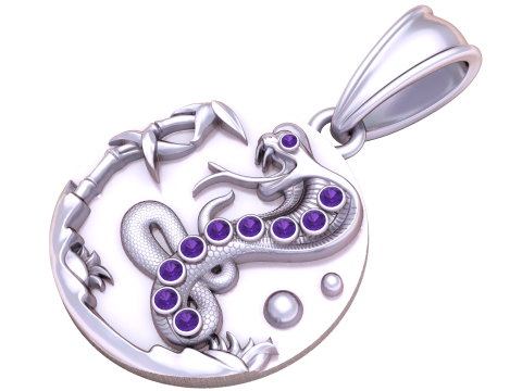 Yakut Desenli Yılan ve Bambu Kolye Ucu 3D Baskı Modeli