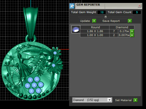 Ballet Dancer Pendant with Ruby Flower Accents 3D Print Model