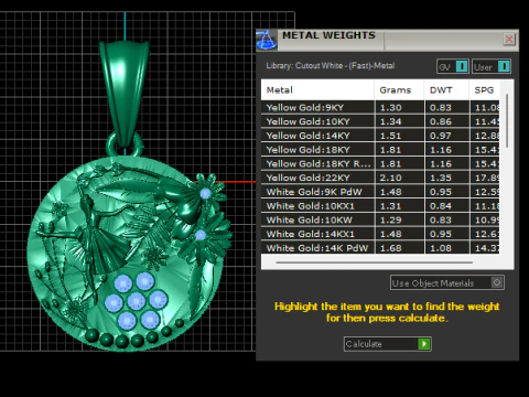 Ballet Dancer Pendant with Ruby Flower Accents 3D Print Model