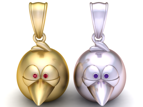 Colgante P&aacute;jaro Juguet&oacute;n con Ojos de Rub&iacute; Modelo de impresión 3D