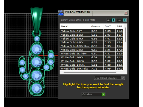 Geometric Cactus Pendant with Ruby Accents 3D Print Model