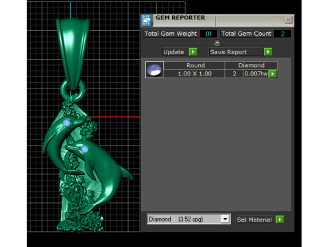 Dolphins in Motion Pendant with Ruby Eyes 3D Print Model