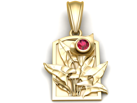 Ciondolo Calla Lily con accento rubino Modello di stampa 3D