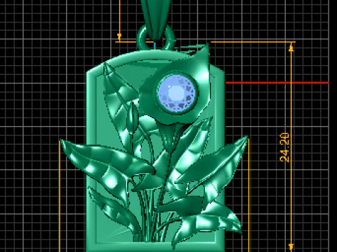 Liontin Calla Lily dengan Aksen Ruby Model Cetak 3D