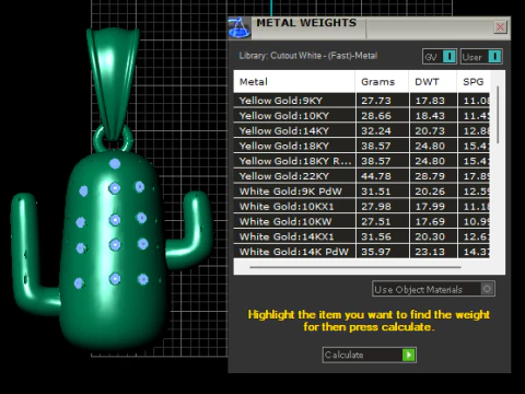 Gold Cactus Pendant with Ruby Accents 3D Print Model
