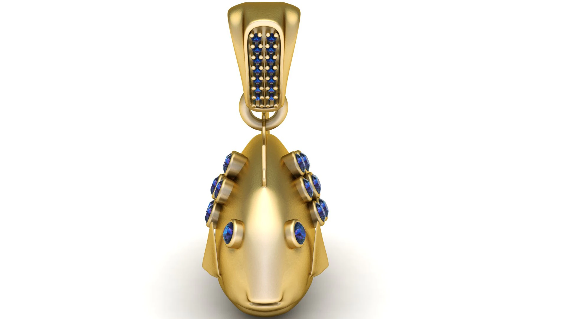 Gold Fish Pendant with Sapphire Accents 3D Print Model .c4d .max .obj .3ds .fbx .stl .blend 