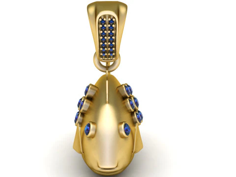 Pingente de peixe dourado com detalhes em safira Modelo de Impressão 3D