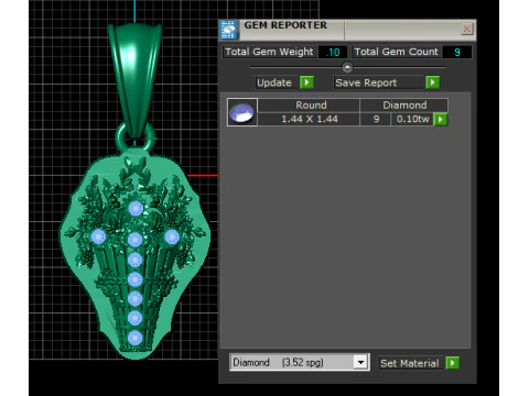 Floral Bouquet Pendant with Ruby Accents 3D Print Model
