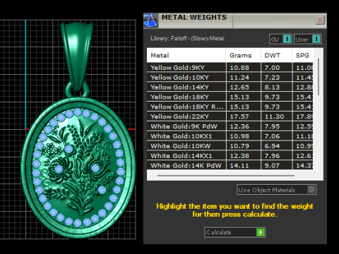 Floral Oval Pendant with Ruby Accents 3D Print Model