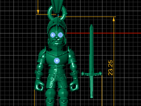 Knight in Armor Pendant with Ruby Eyes and Sword 3D Print Model