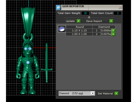 Knight in Armor Pendant with Ruby Eyes and Sword 3D Print Model