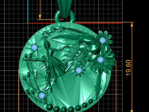 Ballet Dancer Pendant with Ruby and Floral Accents 3D Print Model