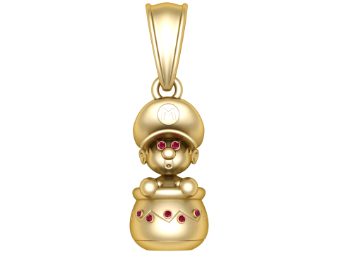 Wisiorek inspirowany Mario z detalami z rubinowego kamienia Model do druku 3D