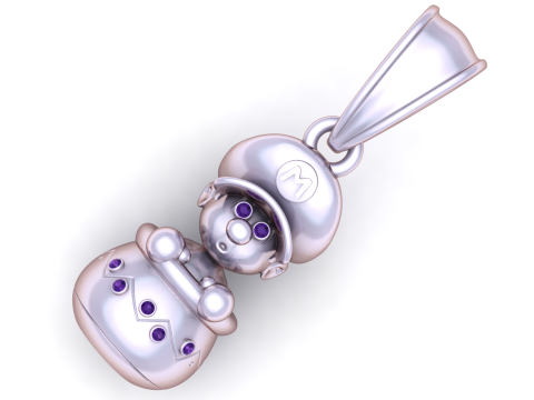 Кулон у стилі Маріо з рубіновими деталями дорогоцінних каменів 3D Принт Модель