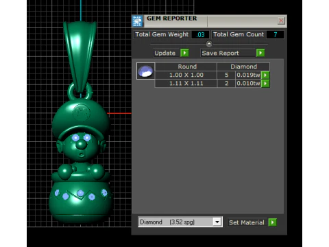 Mario Inspired Pendant with Ruby Gemstone Details 3D Print Model
