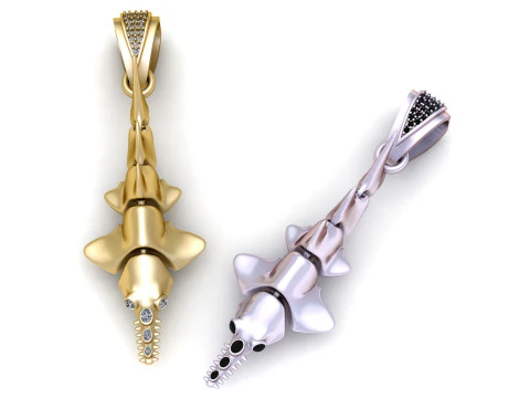 Liontin Peninggalan Tulang Belakang Ruby Emas Model Cetak 3D