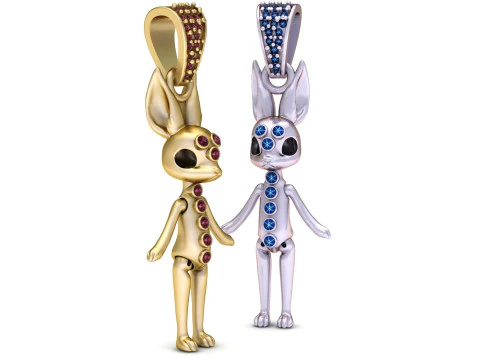 Pingente de boneca de coelho Gem Spine Modelo de Impressão 3D