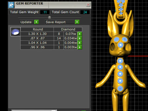 Gem Spine Bunny Doll Pendant 3D Print Model