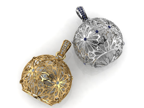 Celestial Filigree Orb Locket Pendant 3D Print Model
