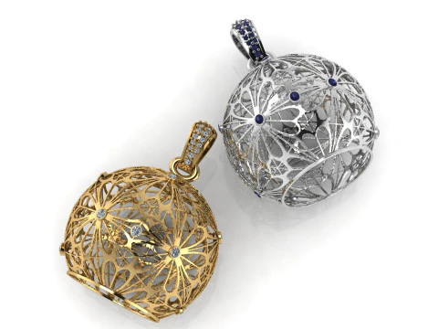 Celestial Filigree Orb Locket Pendant 3D Print Model