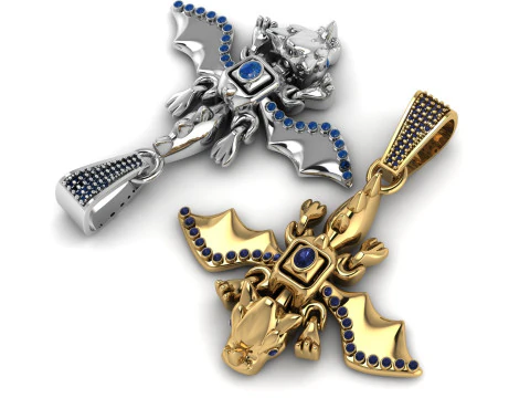 Colgante de drag&oacute;n de zafiro real Modelo de joyer&iacute;a de lujo imprimible en 3D Modelo de impresión 3D