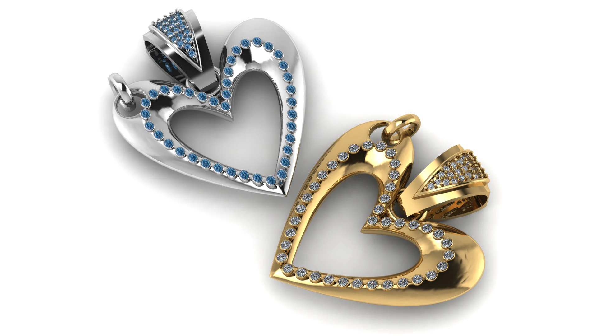 Elegant Heart Halo Pendant Gemstone Love Charm 3D Printable 3D Print Model .c4d .max .obj .3ds .fbx .stl .blend 