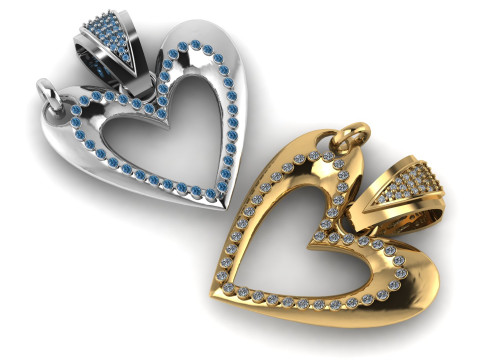 Элегантный кулон в форме сердца с ореолом и драгоценным камнем Love Charm 3D для печати 3D Принт Модель