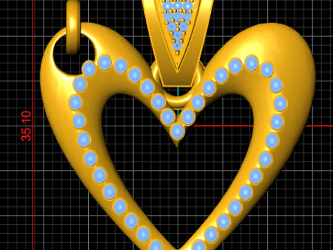 Elegant Heart Halo Pendant Gemstone Love Charm 3D Printable 3D Print Model