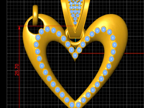 Elegant Heart Halo Pendant Gemstone Love Charm 3D Printable 3D Print Model