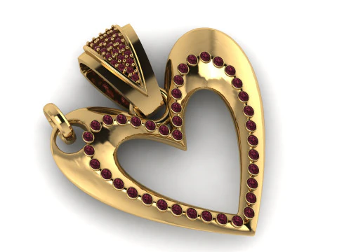 Elegant Heart Halo Pendant Gemstone Love Charm 3D Printable 3D Print Model