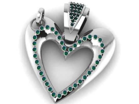 Elegant Heart Halo Pendant Gemstone Love Charm 3D Printable 3D Print Model