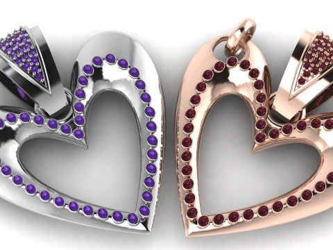 Elegant Heart Halo Pendant Gemstone Love Charm 3D Printable 3D Print Model