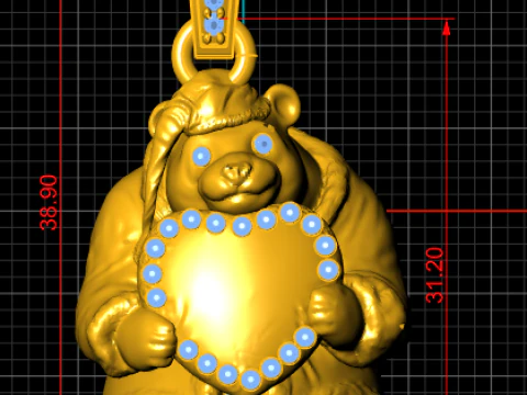 Cute Teddy Bear Halo Pendant Gemstone Frame Charm 3D Printable 3D Print Model