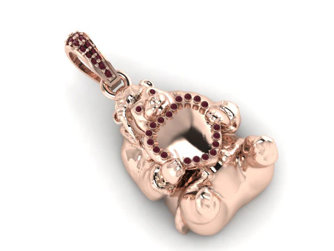 Cute Teddy Bear Halo Pendant Gemstone Frame Charm 3D Printable 3D Print Model