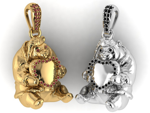 Подвеска-ореол с милым плюшевым мишкой в ​​форме ореола с драгоценными камнями, подвеска для 3D-печати 3D Принт Модель