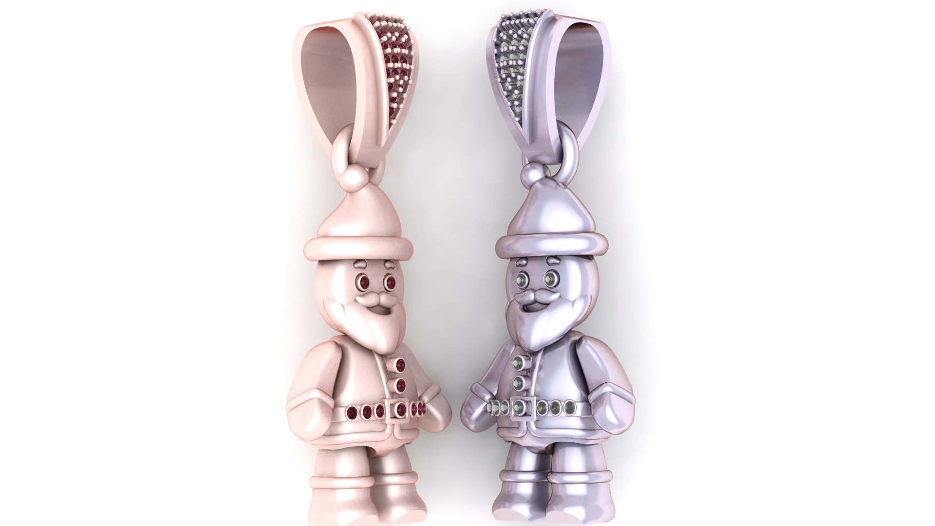 Cute Santa Claus Character Pendant Festive Charm 3D Printable 3D Print Model .c4d .max .obj .3ds .fbx .stl .blend