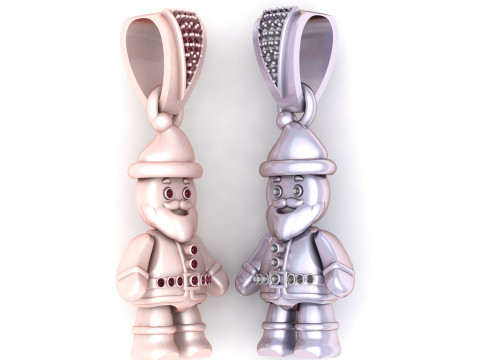 かわいいサンタクロースキャラクターペンダントお祝いチャーム3D印刷可能 3Dプリントモデル