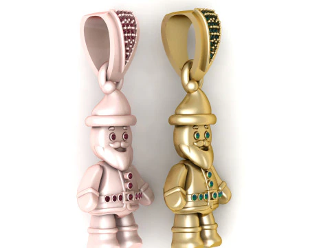 Cute Santa Claus Character Pendant Festive Charm 3D Printable 3D Print Model